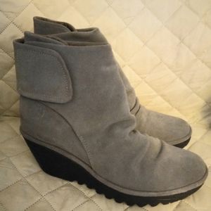 Fly London Gray Suede Wedge Boots~ Women's Euro Size 41 (US Size 10.5)